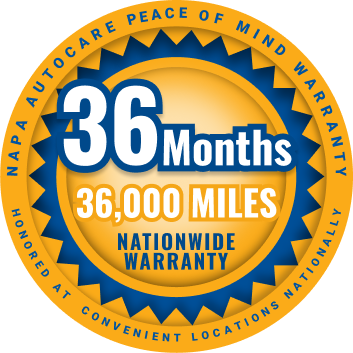 NAPA 36 months/36,000 miles Warranty badge